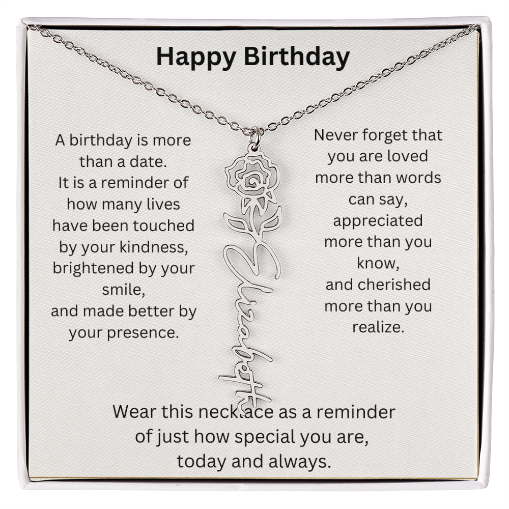 Meaningful Birthday Gift Birth Flower Name Necklace
