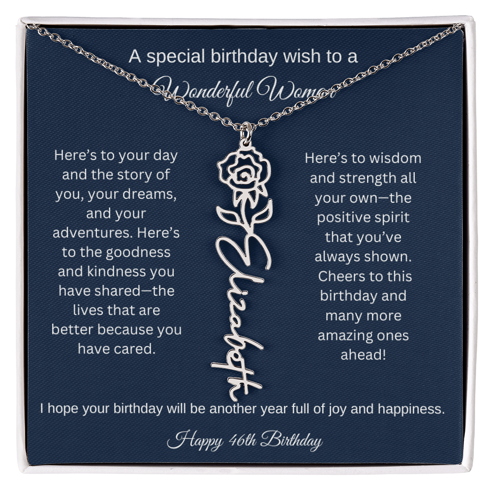 46th Birthday Gift Idea - Flower Name Necklace