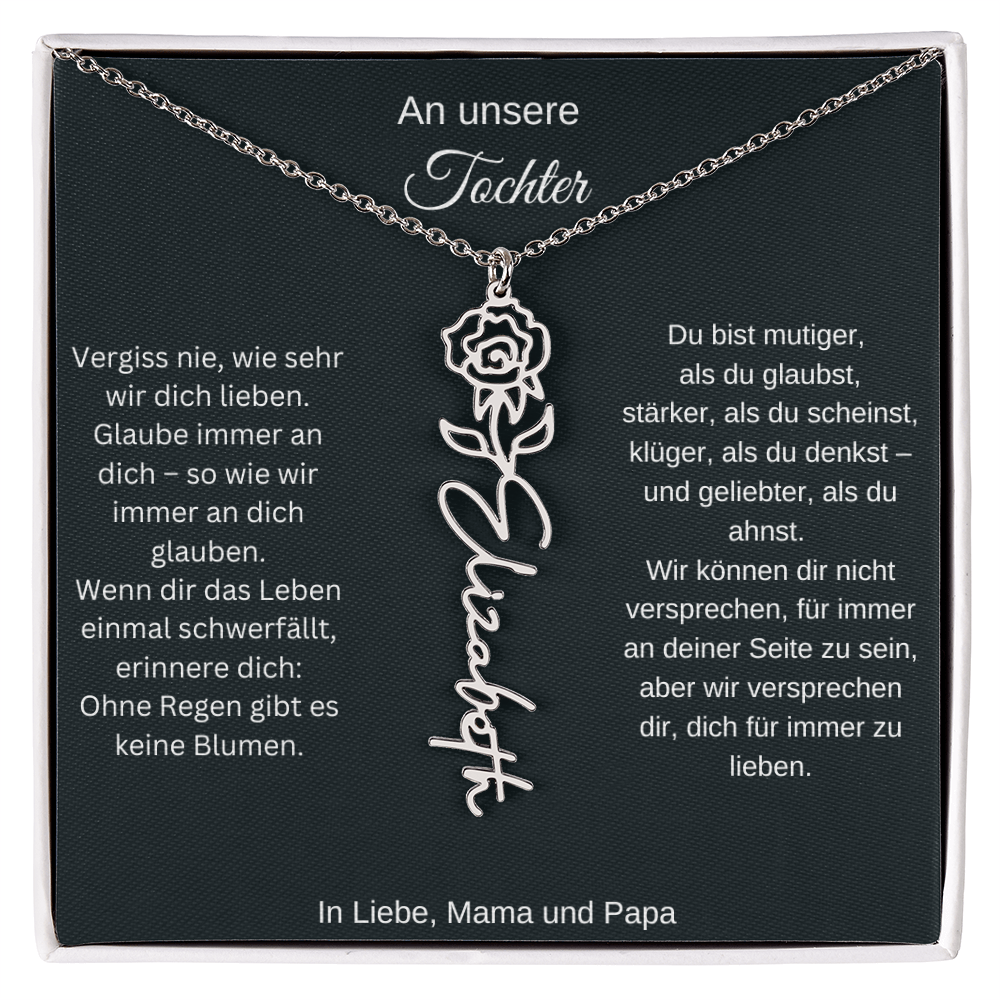 Geburtsblume Namenskette Tochter personalisierte Gravur Kette Geschenk