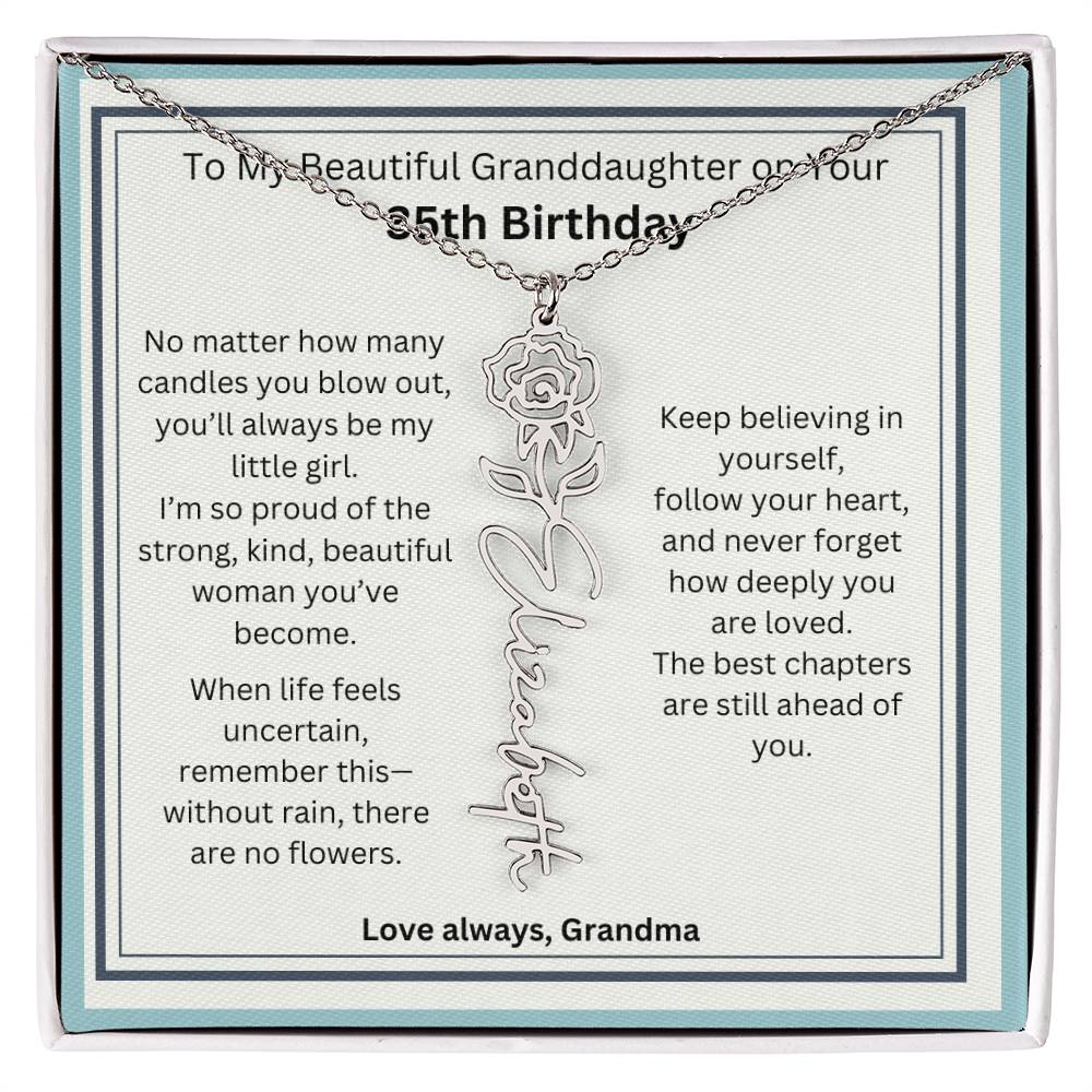 Birthday Gift for Granddaughter - Birth Flower Name Necklace