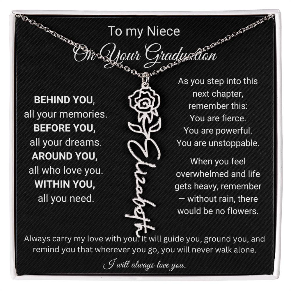 To My Niece On Your Graduation | Flower Name Necklace