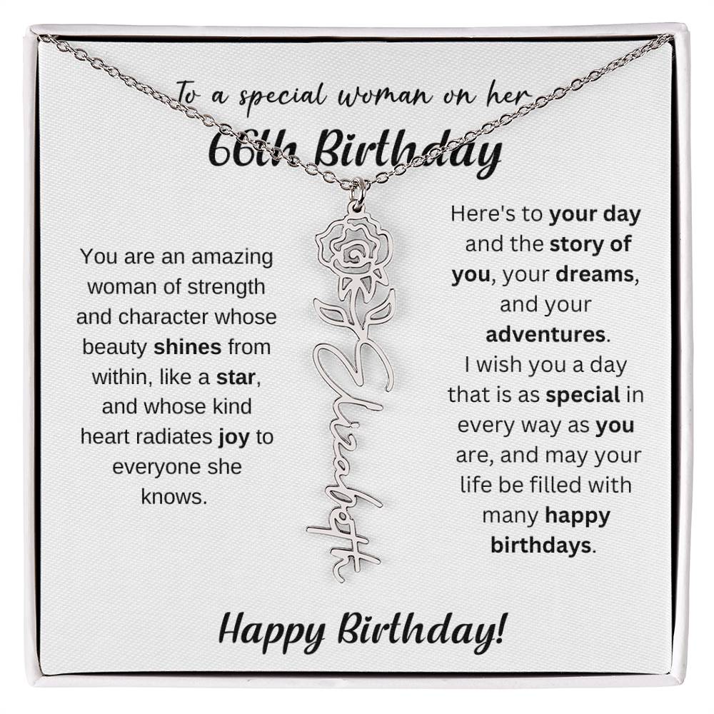 66th Birthday Gift Birthflower Necklace