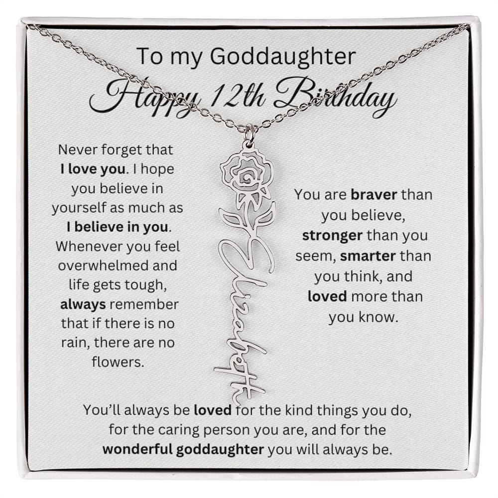 To My Goddaughter Happy 12th Birthday - Flower Name Necklace