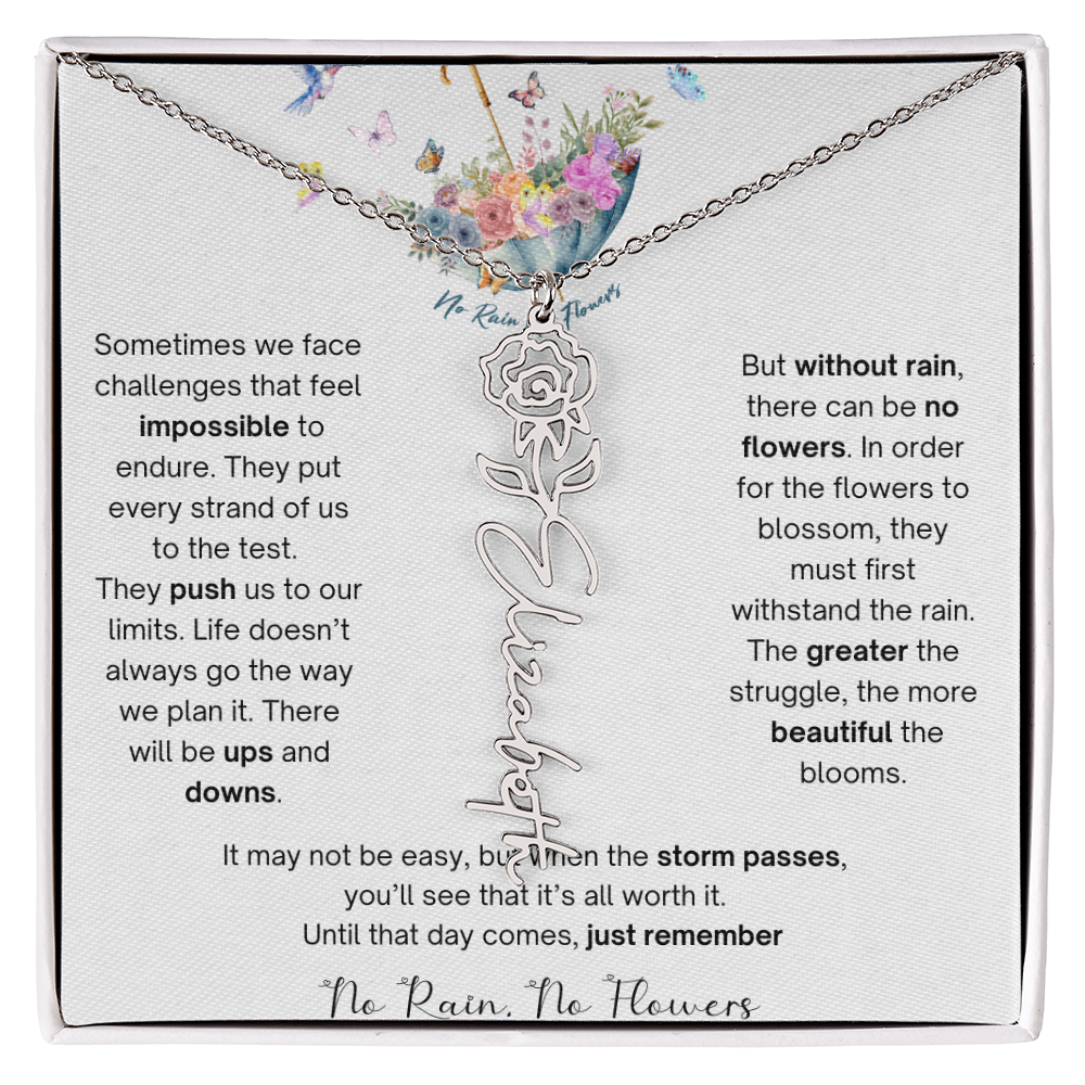 No Rain No Flowers 3 - Flower Name Necklace