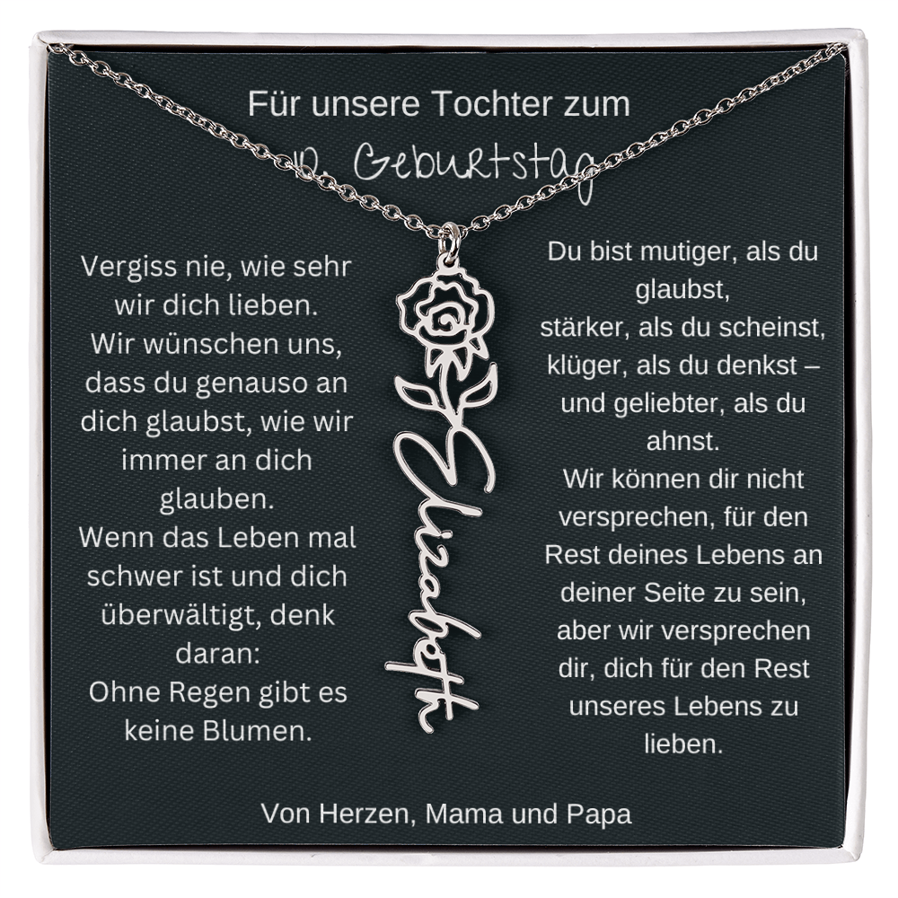 Geschenk zum 10. Geburtstag Tochter Geburtsblumen Namenskette