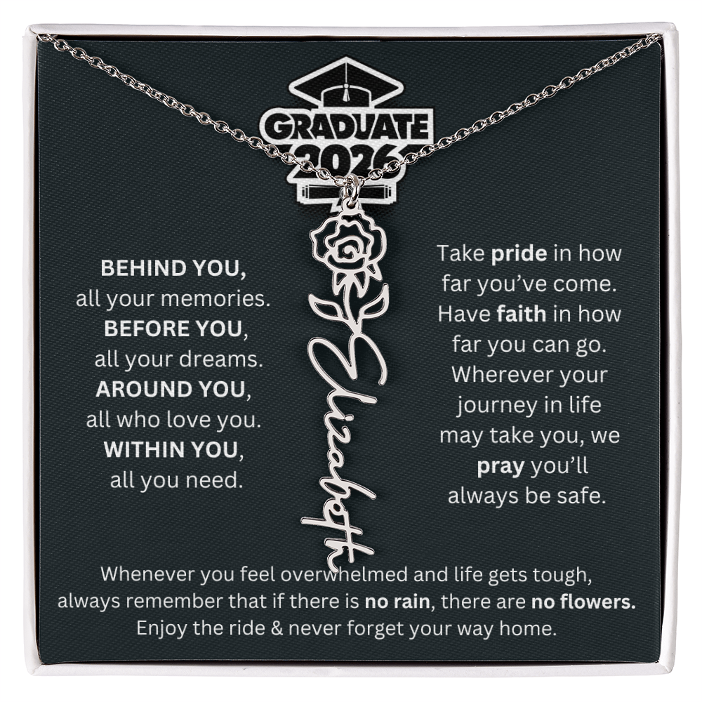 2026 Graduation Gift | Birth Flower Name Necklace 1