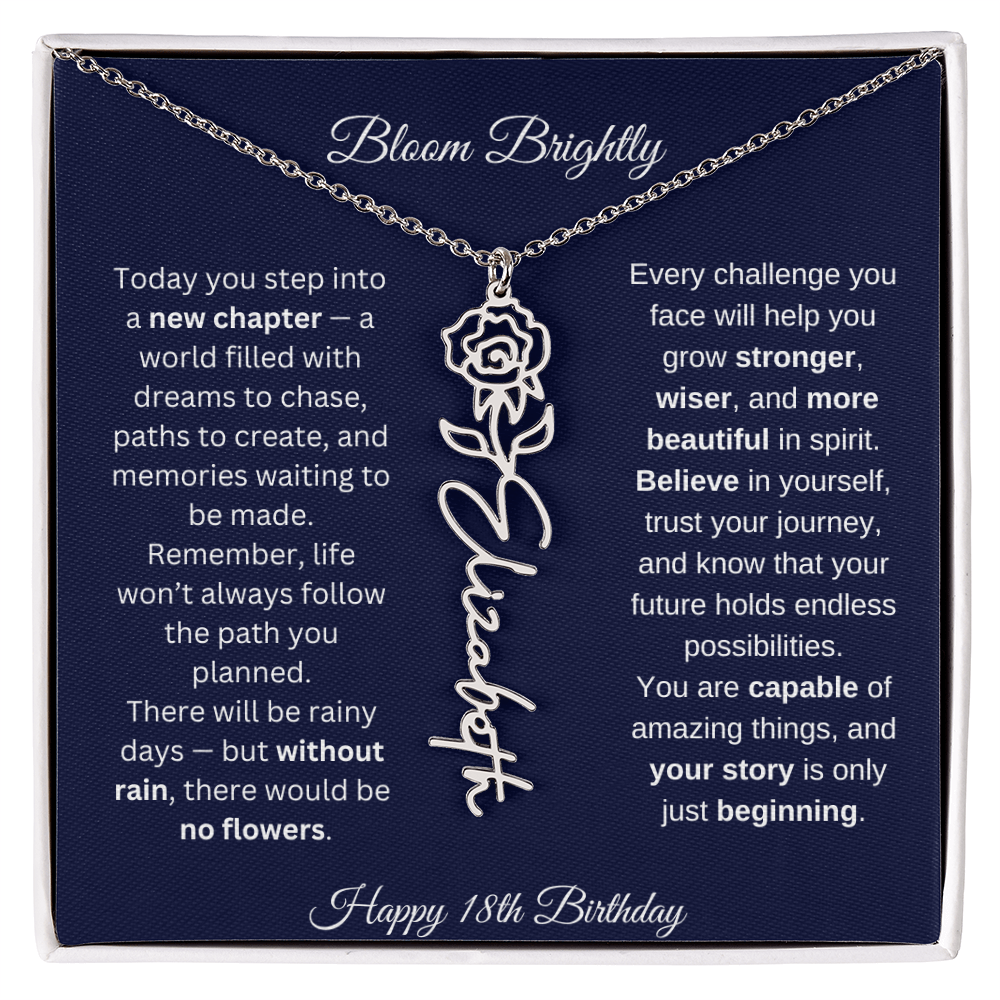 Bloom Brightly - Happy 18th Birthday - Flower Name Necklace