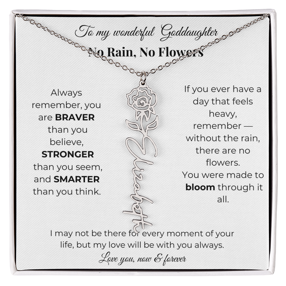 Birth Flower Necklace for Goddaughter with Message Card