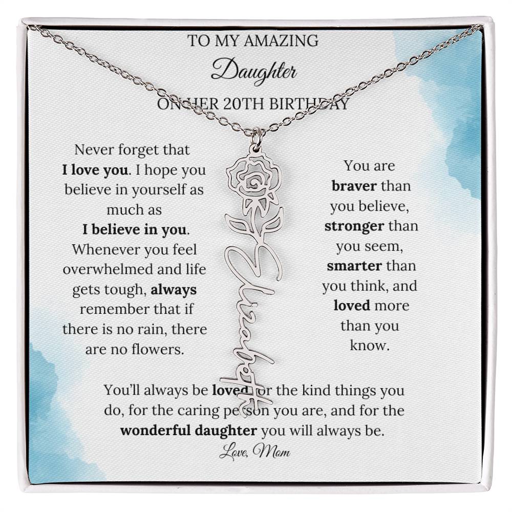 Birth Month Flower Name Necklace for My Daughter's 20th Birthday