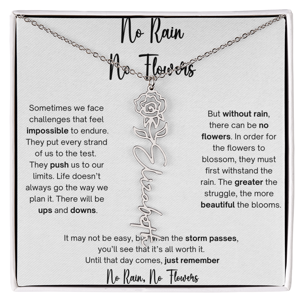No Rain No Flowers 1 - Flower Name Necklace
