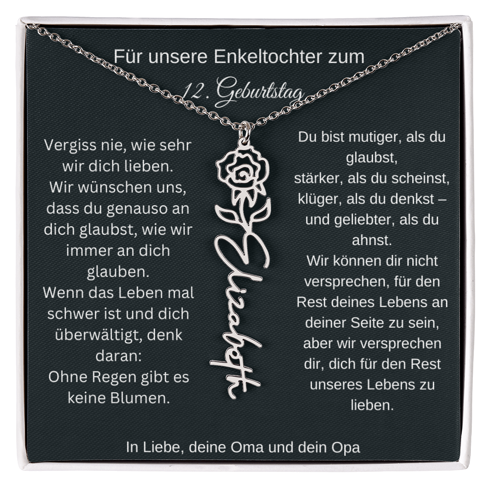 12. Geburtstag Blumen Namenskette