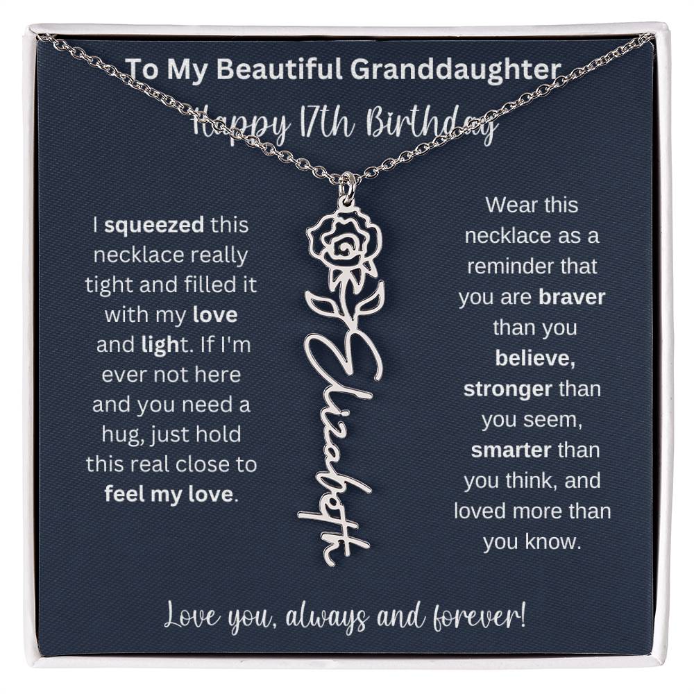 Flower Name Necklace 17th Birthday Necklace Gift To My Granddaughter