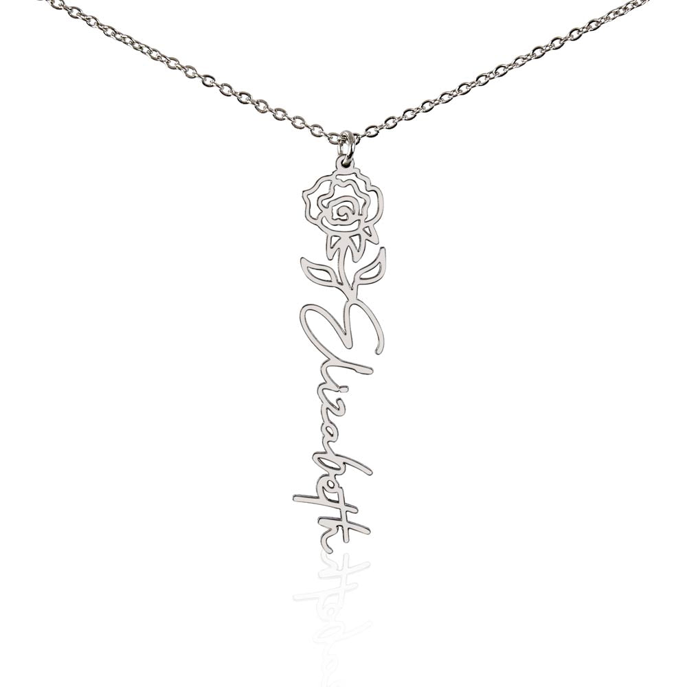 Happy 14th Birthday - Flower Name Necklace