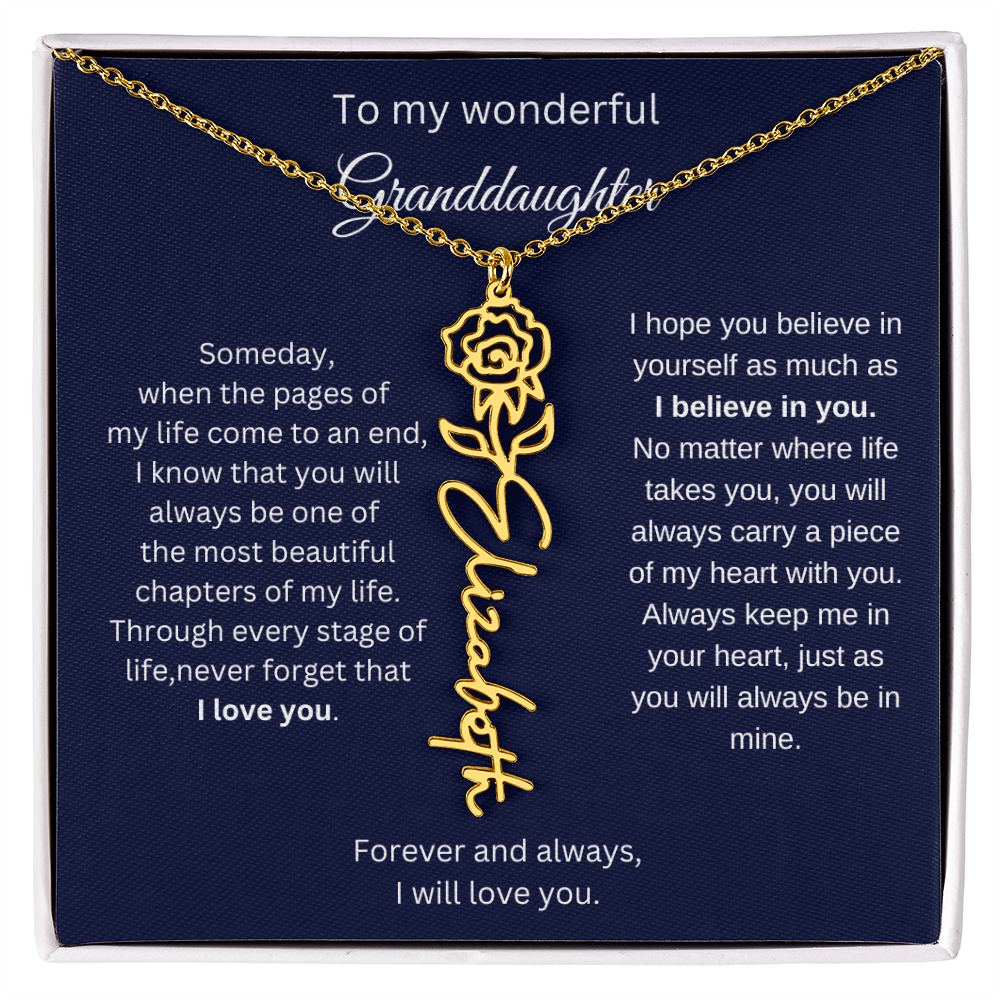 Meaningful Jewelry for Granddaughter - Birth Flower Name Necklace