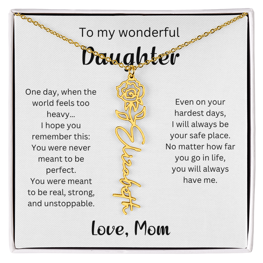 Emotional Gift for Daughter - Birth Flower Name Necklace