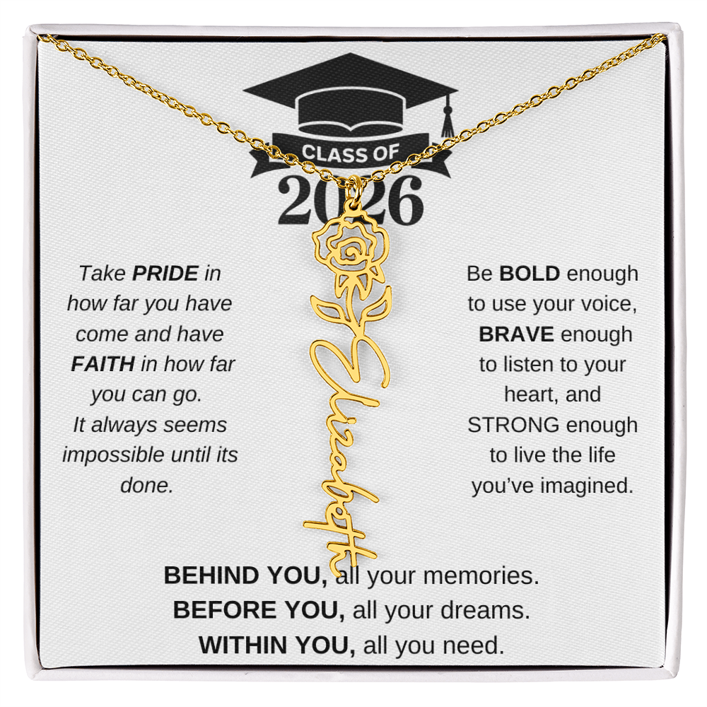 2026 Graduation Jewelry Birthmonth Flower Name Necklace