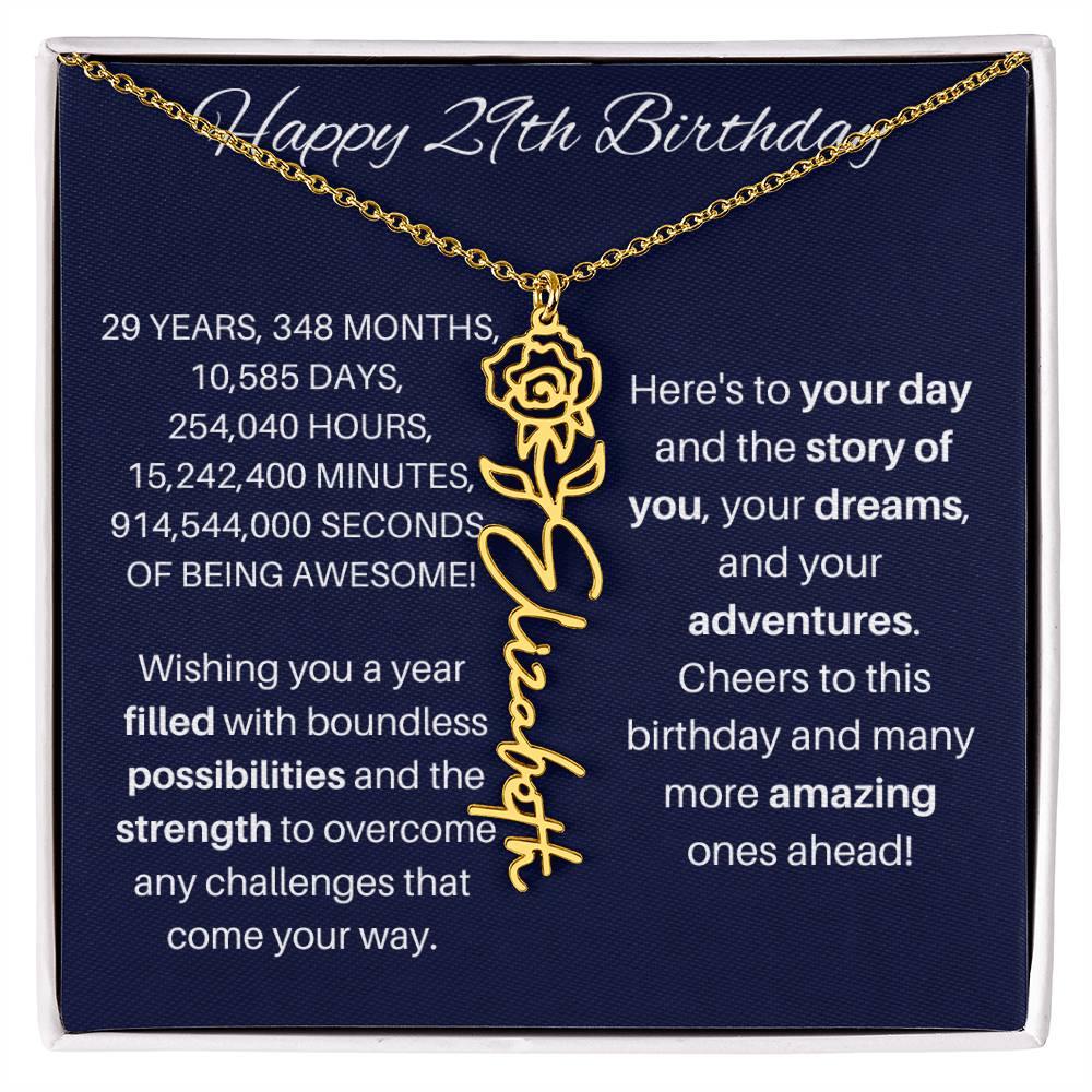 29 Birthday Birth Flower Necklace