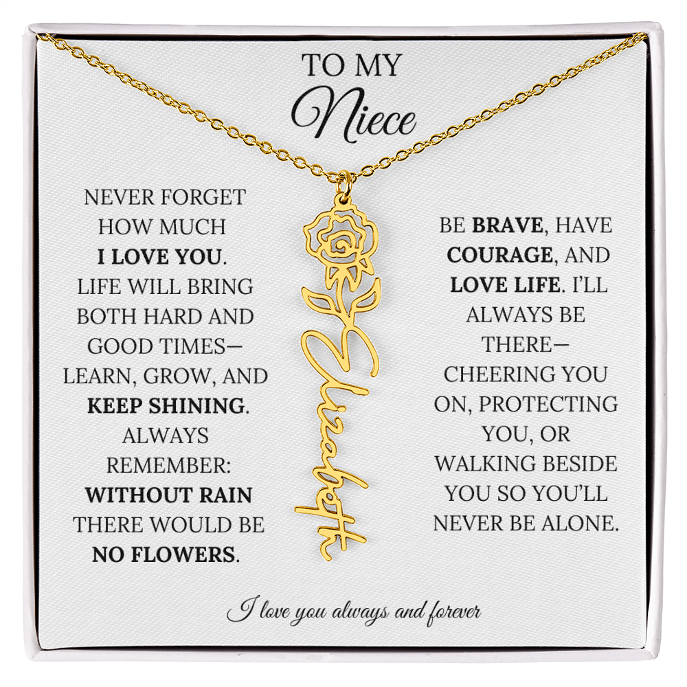 To My Niece | Keep Shining | Flower Name Necklace