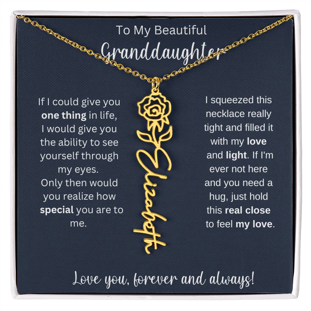 Granddaughter Birthday Present | Flower Name Necklace