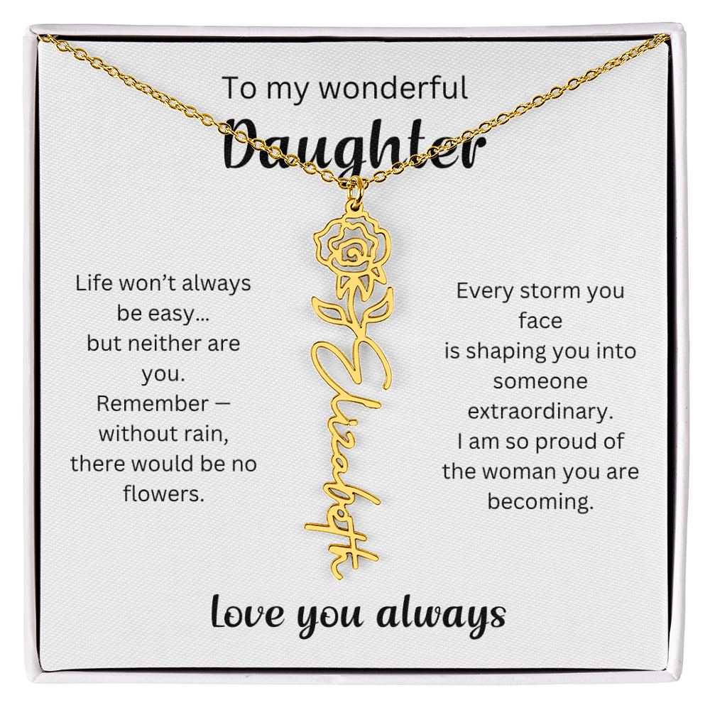 Emotional Gift for Daughter - Birth Flower Name Necklace 2