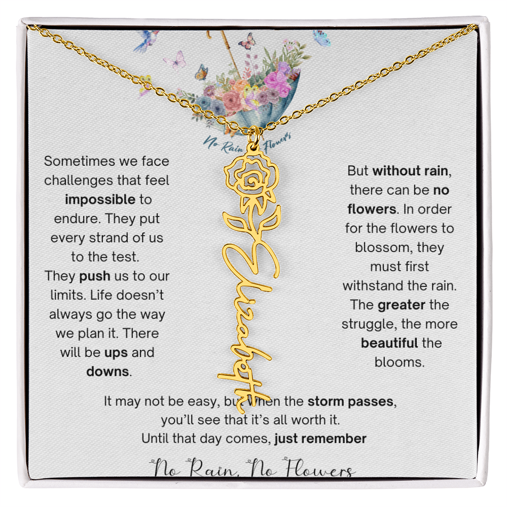 No Rain No Flowers 3 - Flower Name Necklace