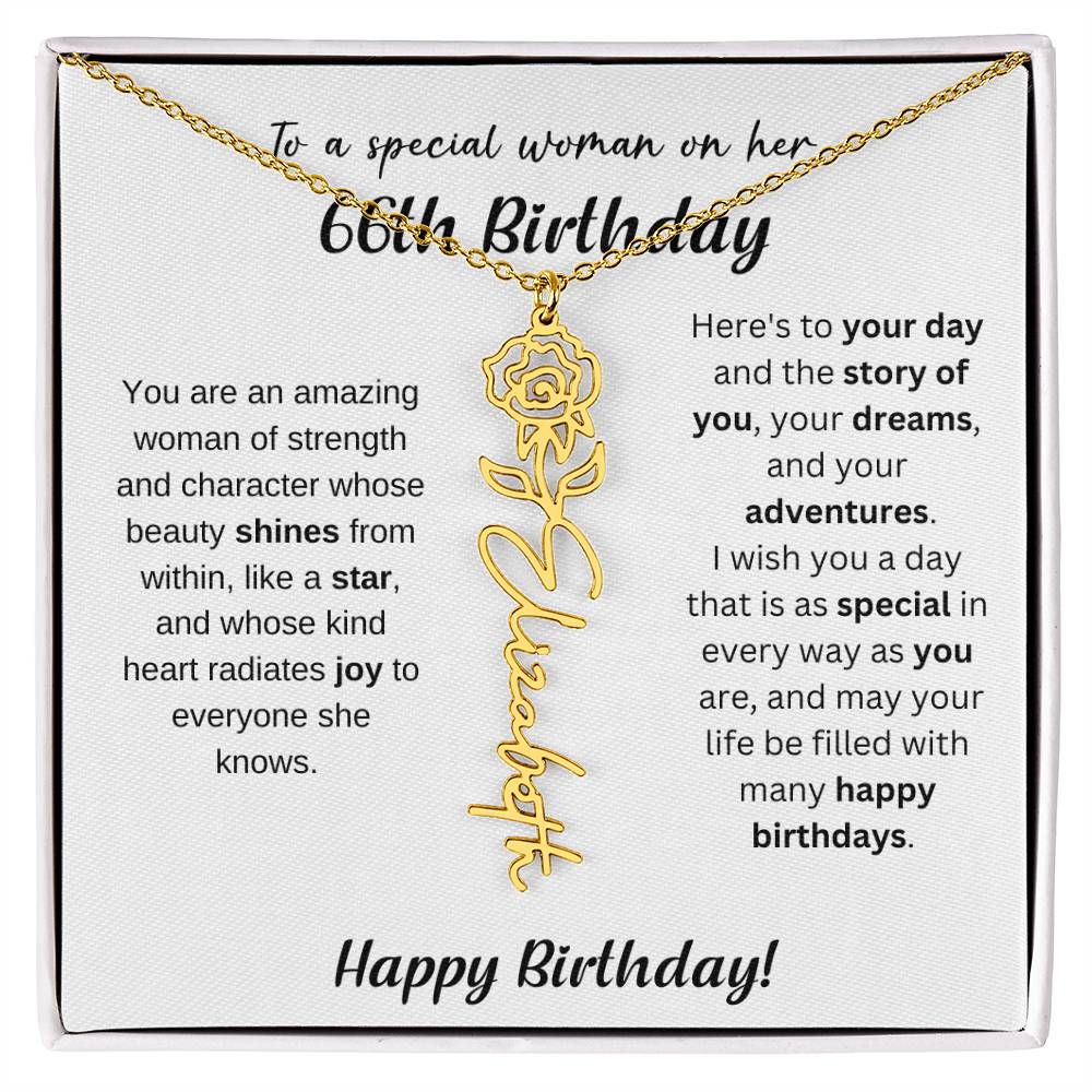 66th Birthday Gift Birthflower Necklace
