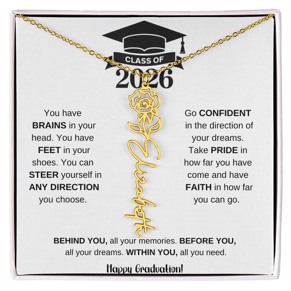 Personalized 2026 Graduation Gift Birth Month Flower Necklace