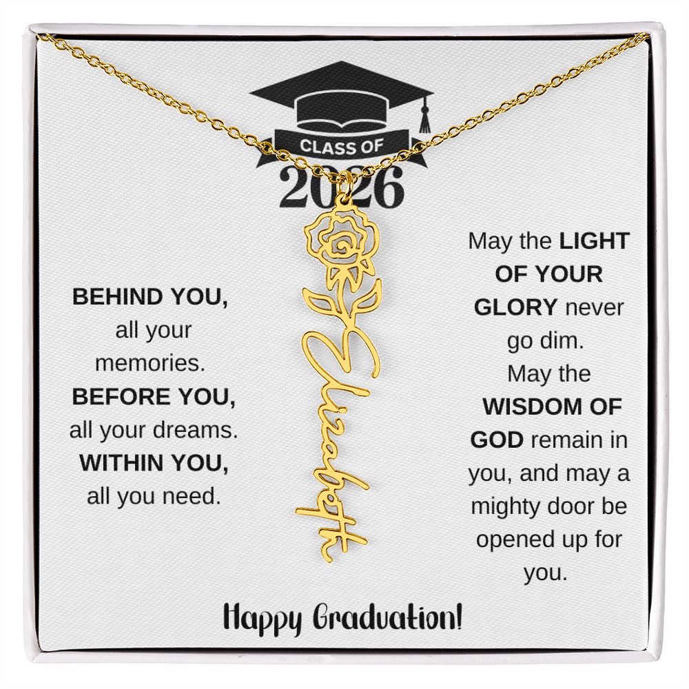 Class Of 2026 Personalized Graduation Gift Birth Month Flower Necklace