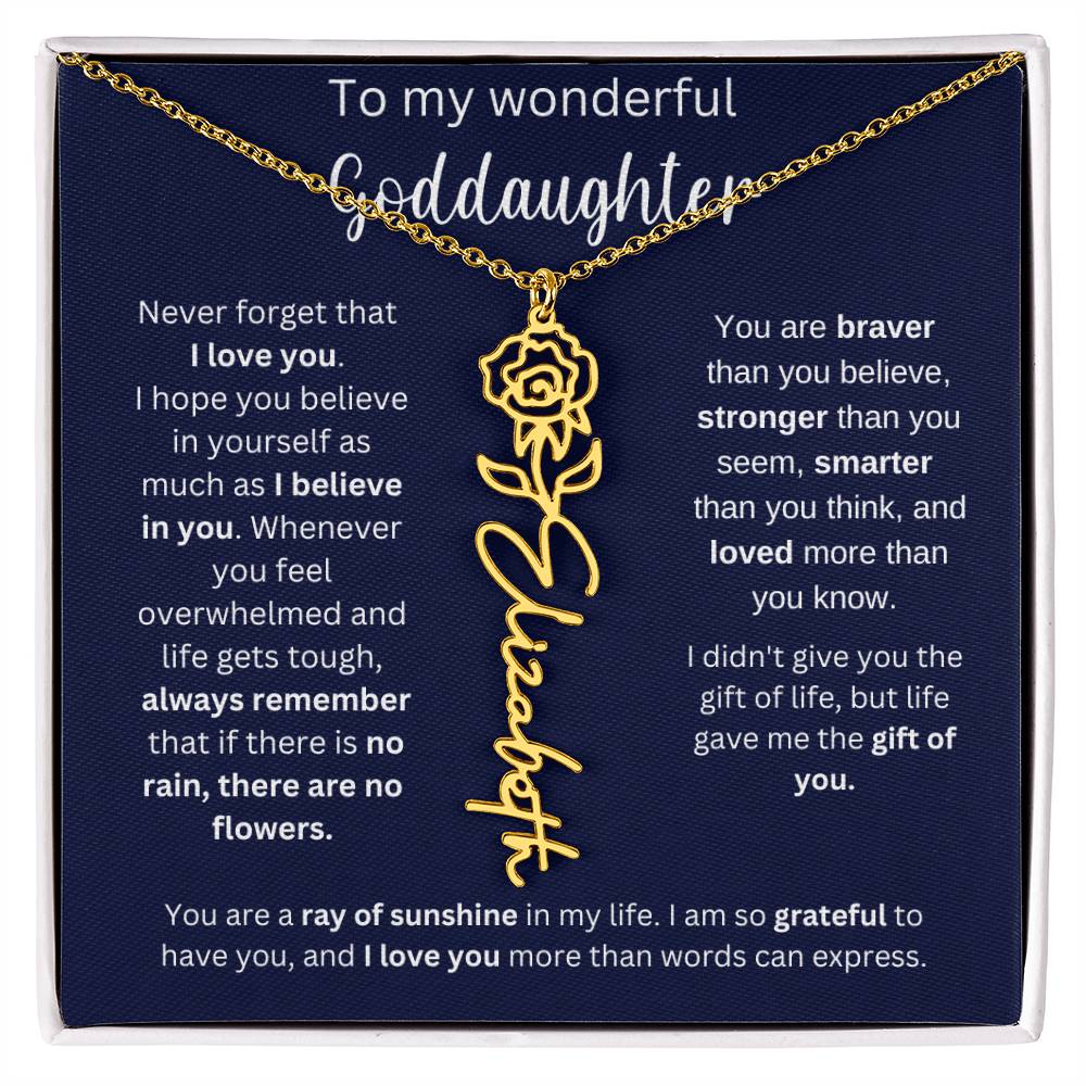 To My Wonderful Goddaughter | You Are Ray Of Sunshine | Flower Name Necklace