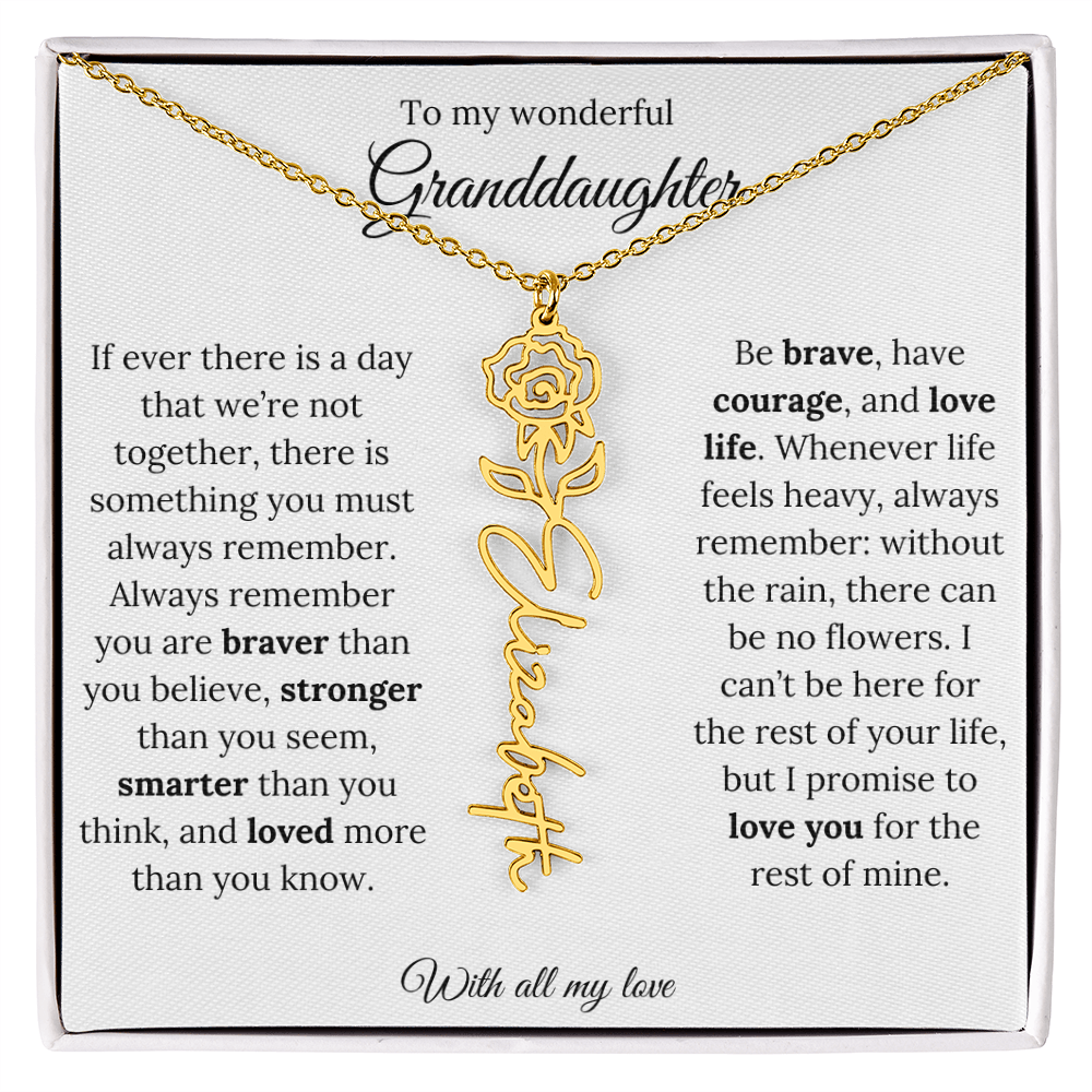 Personalized Birth Flower Name Necklace for Granddaughter