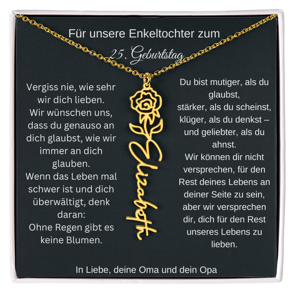 25. Geburtstag Blumen Namenskette