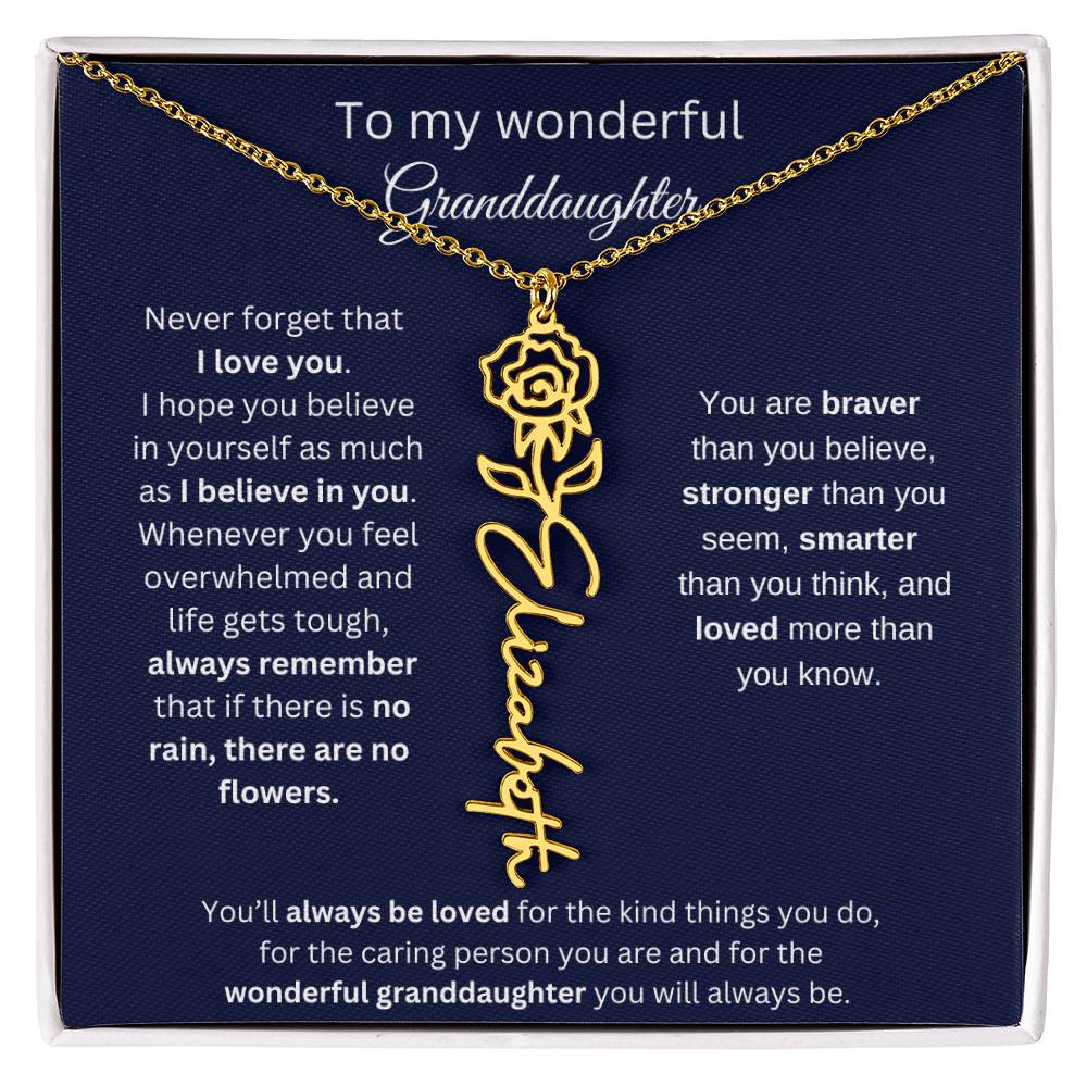 To My Wonderful Granddaughter  Personalized Birth Month Flower Necklace 1