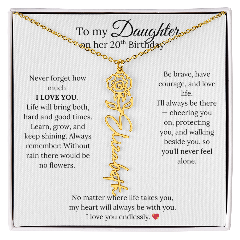 20th Birthday Gift from Mom - Personalized Flower Name Necklace