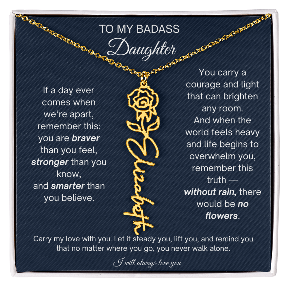 Daughter Encouragement Gift - Personalized Flower Name Necklace