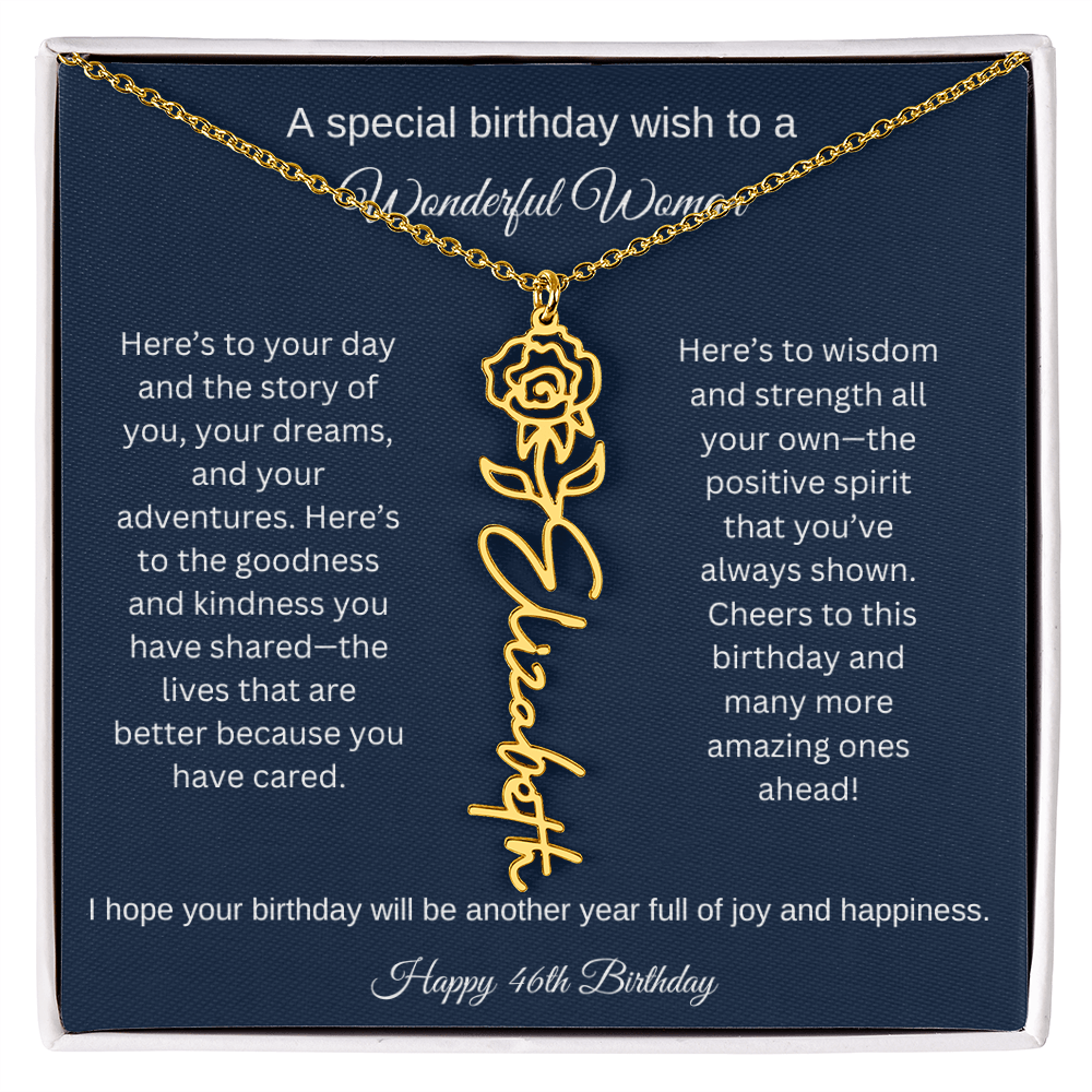 46th Birthday Gift Idea - Flower Name Necklace