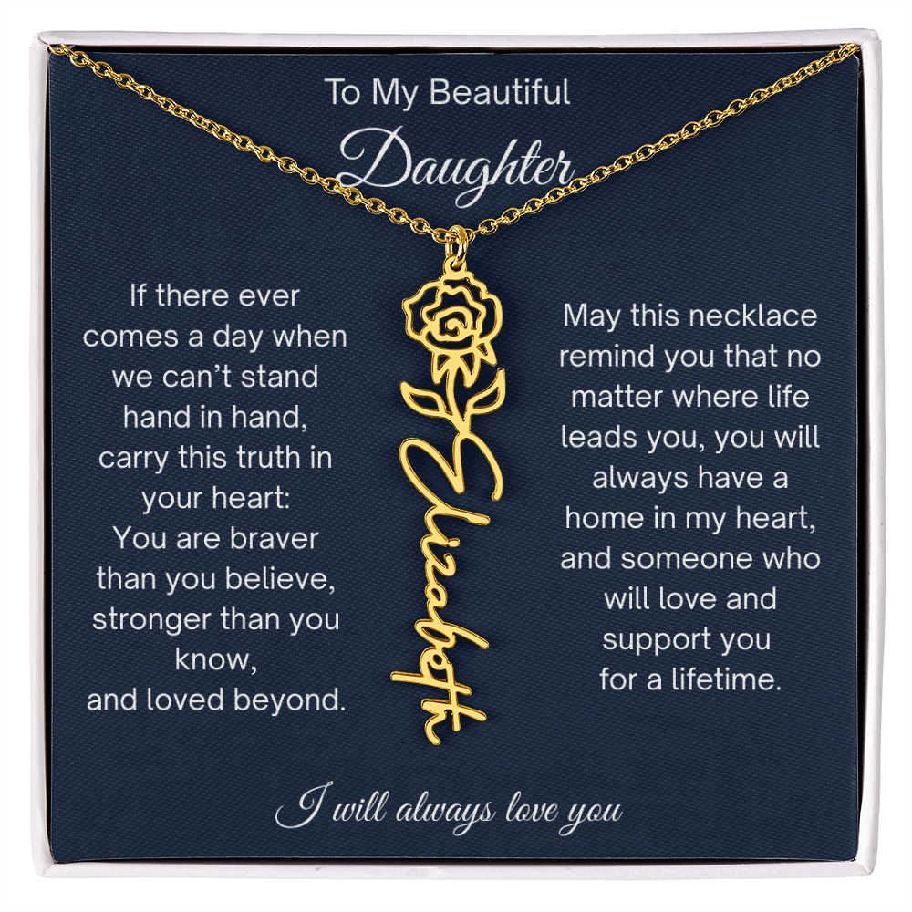 Daughter Gift Personalized Birth Flower Name Necklace