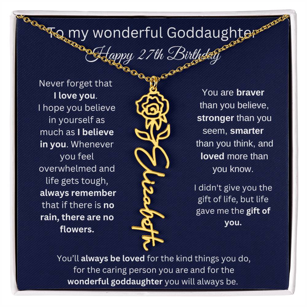 Goddaughter 27th Birthday Gift | Flower Name Necklace