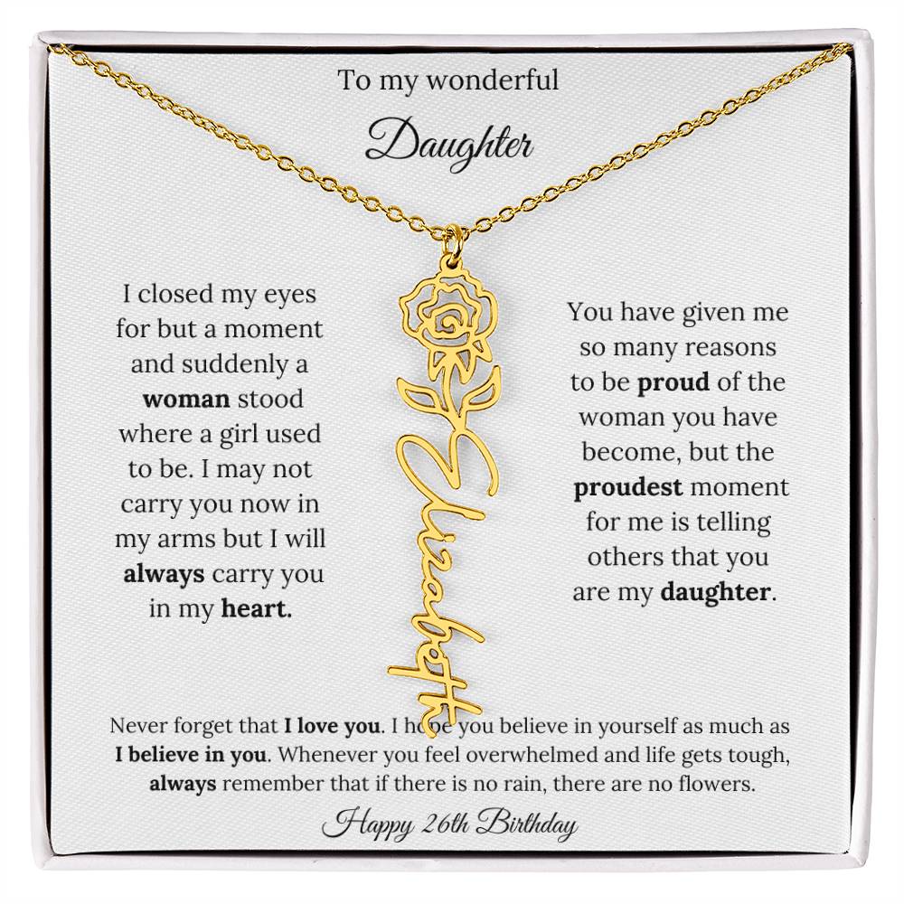 Happy 26th Birthday | Never Forget That I Love You | Flower Name Necklace