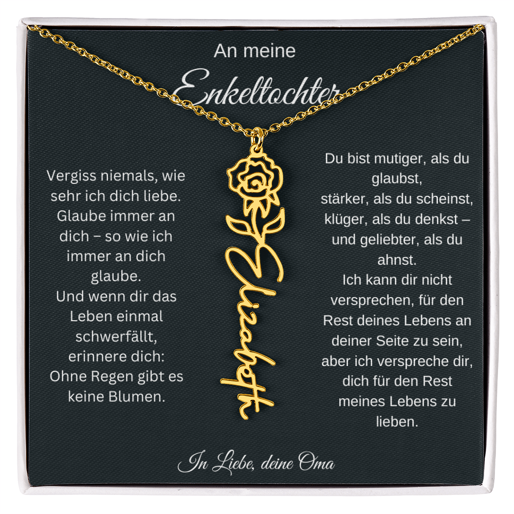 An meine Enkeltochter Geburtsblume Namenskette personalisierte Gravur Schmuck Geschenk
