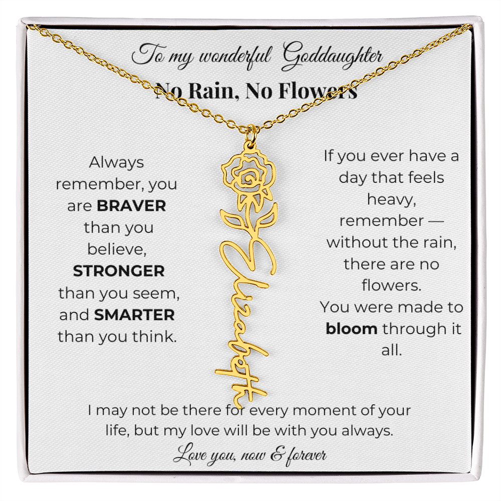 Birth Flower Necklace for Goddaughter with Message Card