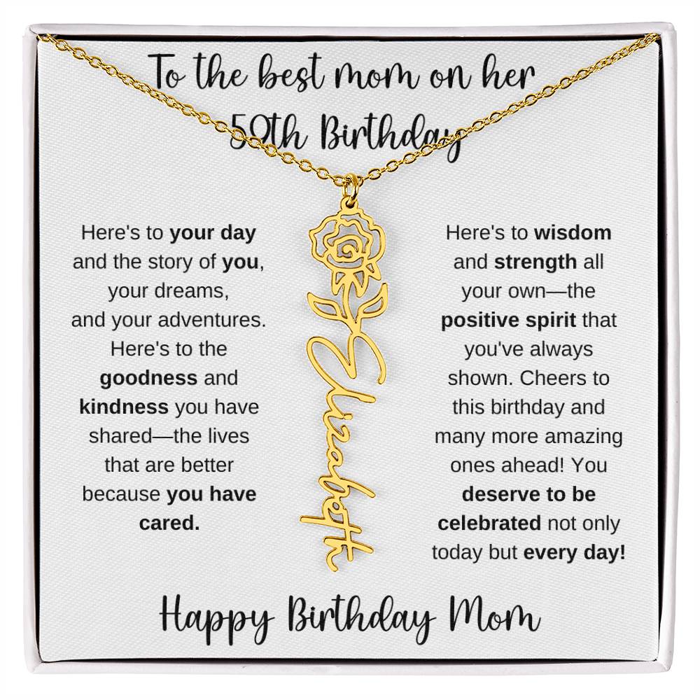 To The Best Mom - Happy 59th Birthday | Flower Name Necklace
