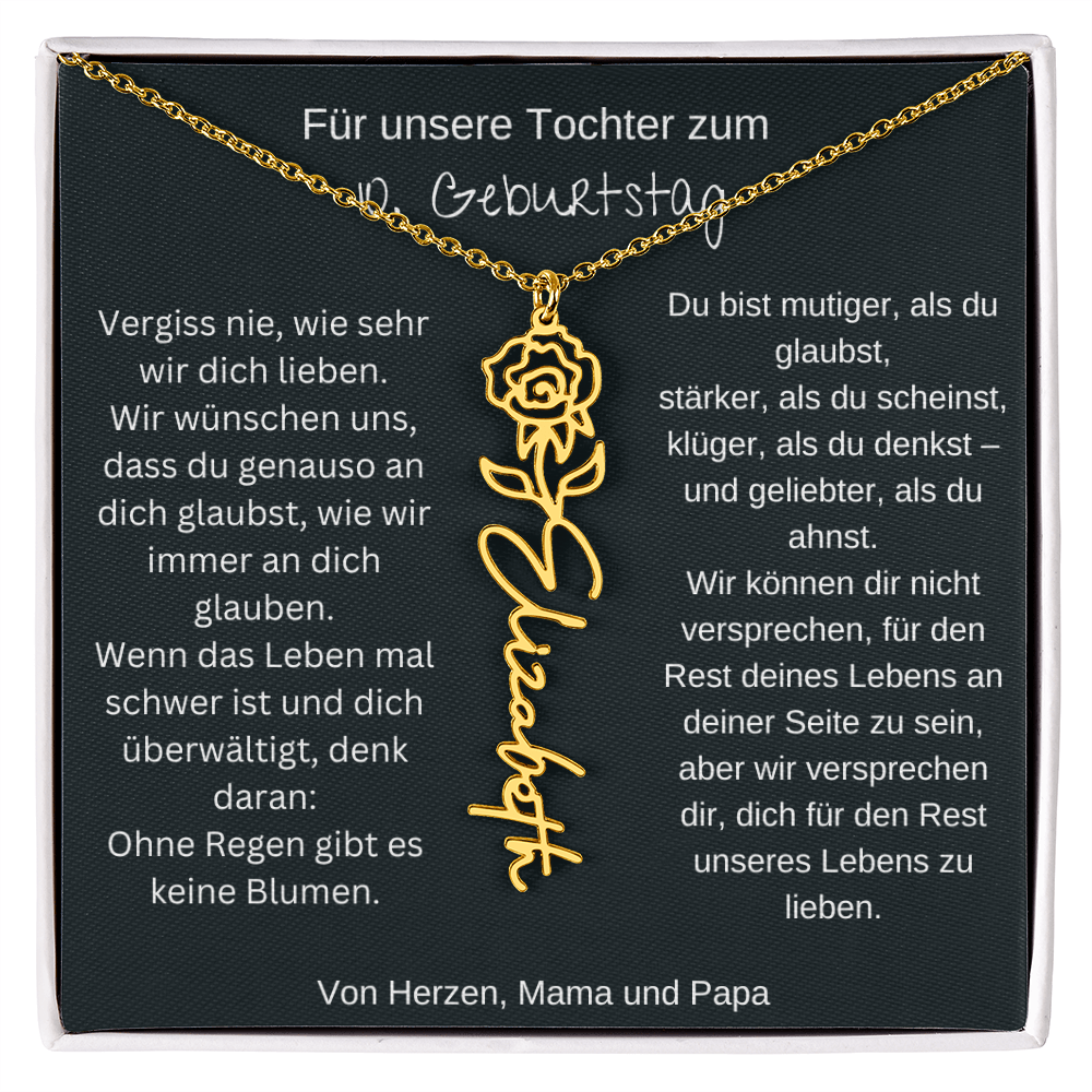 Geschenk zum 10. Geburtstag Tochter Geburtsblumen Namenskette