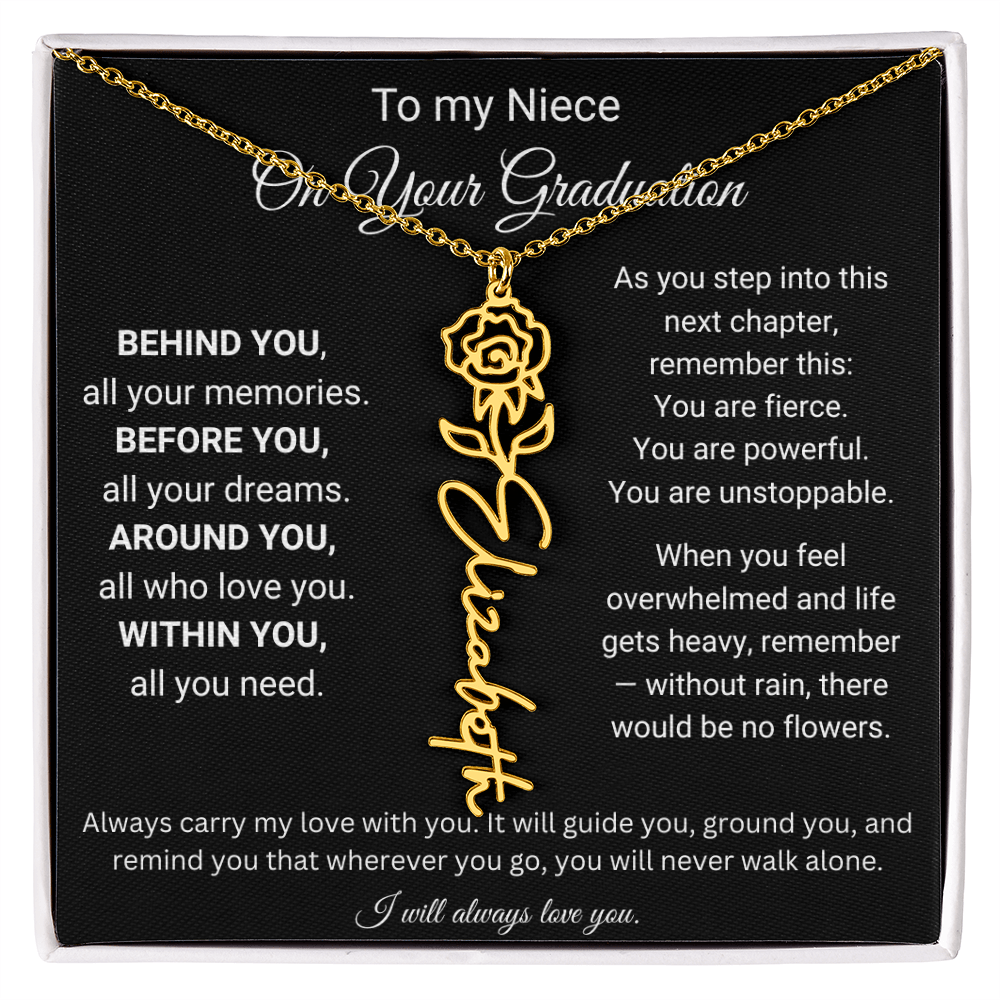 To My Niece On Your Graduation | Flower Name Necklace