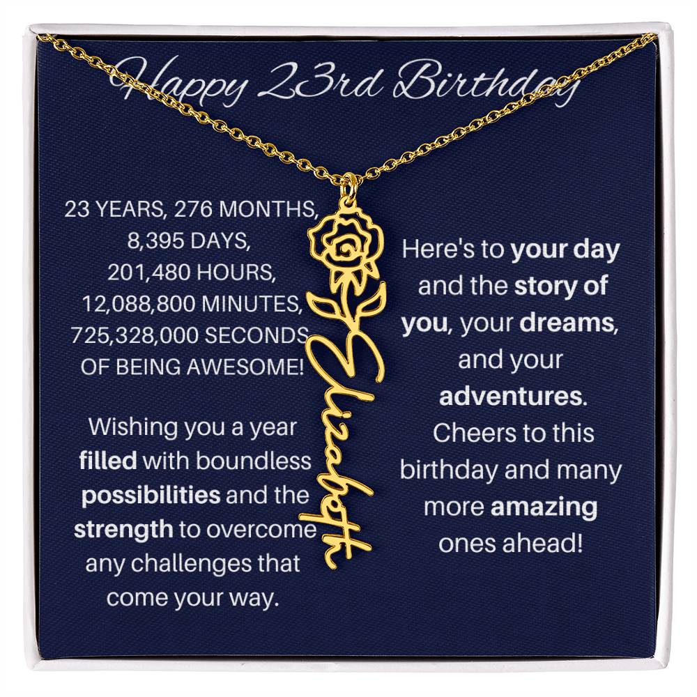 23rd Birthday Birth Flower Necklace