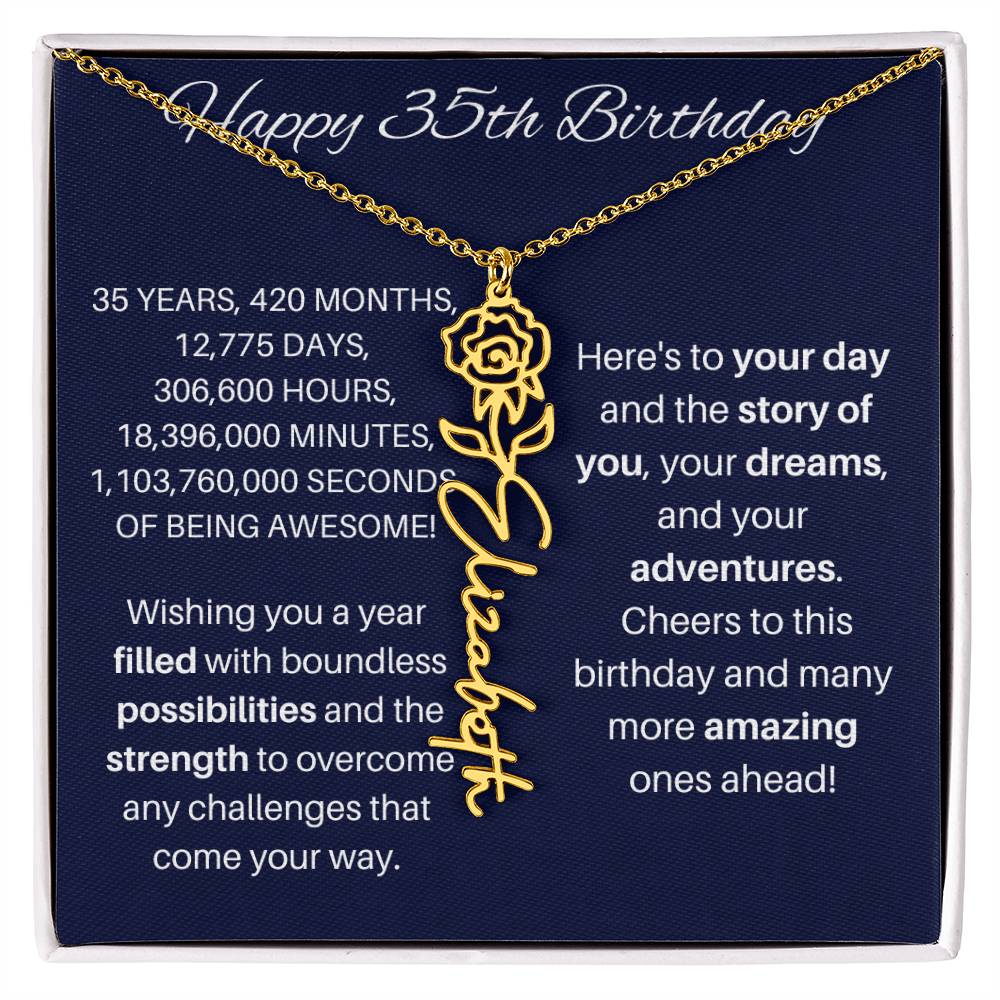 35th Birthday Birth Flower Necklace
