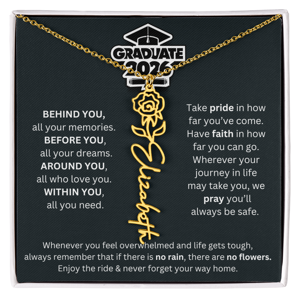 2026 Graduation Gift | Birth Flower Name Necklace 1