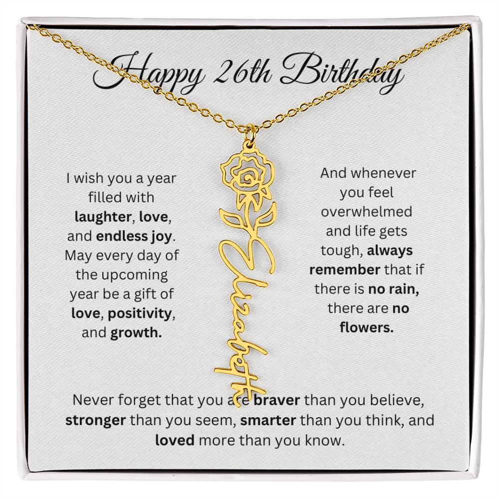 Happy 26th Birthday - Flower Name Necklace