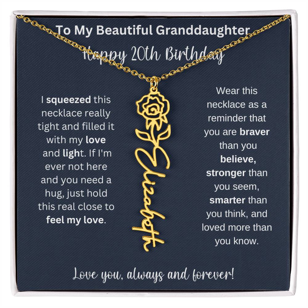 Flower Name Necklace 20th Birthday Necklace Gift To My Granddaughter
