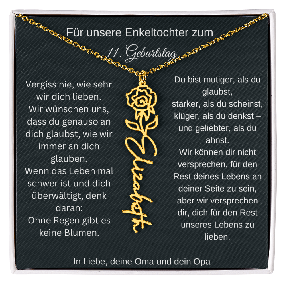 11. Geburtstag Blumen Namenskette