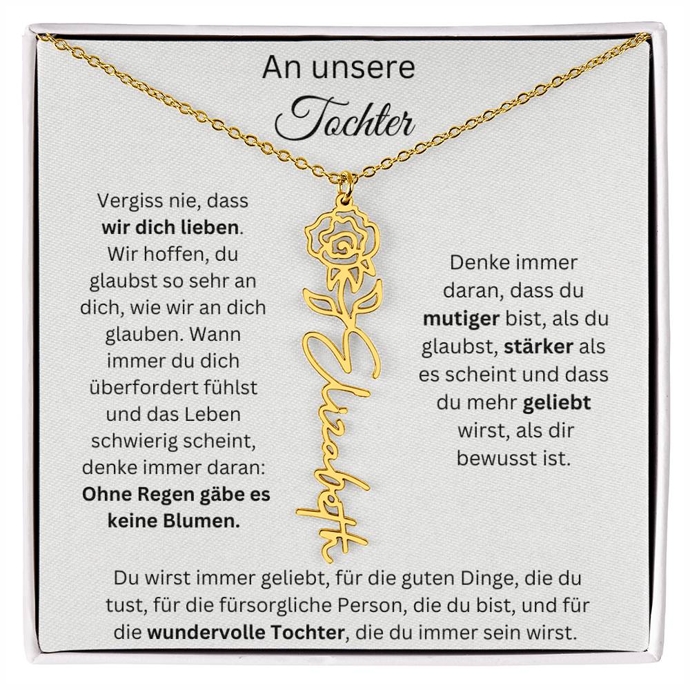 An Unsere Tochter - Vergiss Nie Geburtsblumen Kette Personalisierbar Mit Namen